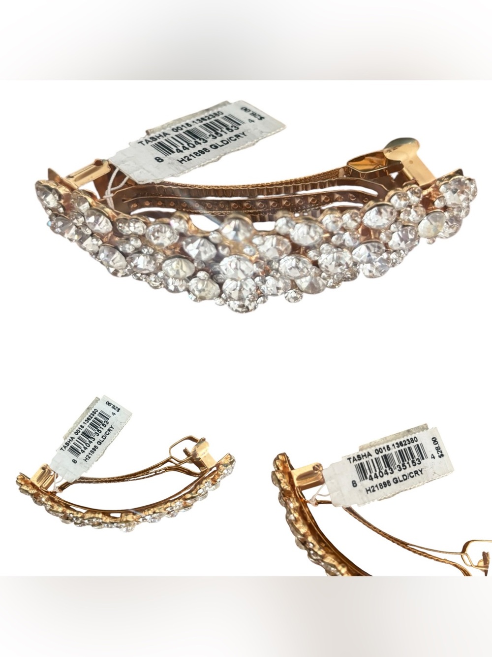 Tasha Gold Crystal Barrette